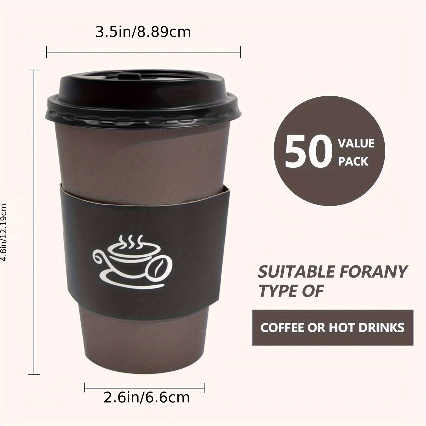 16 oz Paper Coffee Cups, Disposable Paper Coffee Cup with Lids, Sleeves, and Stirrers, Hot/Cold Beverage Drinking Cup for Water, Juice, Coffee or Tea, Suitable for Home, Shops and Cafes